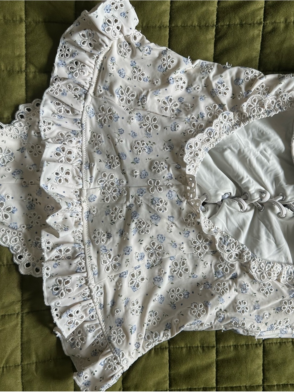 For Love and Lemons Daisy Frill One Piece Swimsuit Size Small in Vintage Cream - Picture 3 of 5